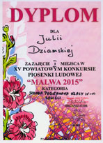 I miejsce w powiatowym konkursie piosenki ludowej